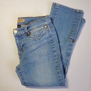 VTG Tommy Jeans Whiskers Wash Ombre Blue Denim Coin Button Flap Leg Slit Y2k